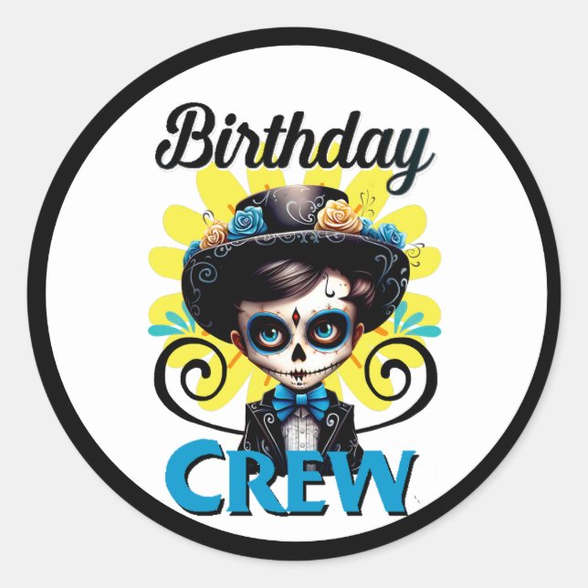 Niedlicher Zuckerschädel Runder Aufkleber (Vorderseite)