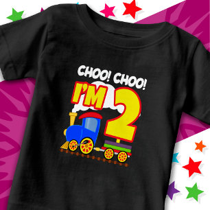 Niedlicher Zug farbenfroh 2. Geburtstag Choo I m 2 Baby T-shirt