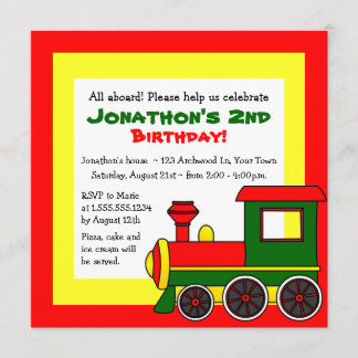 Niedlicher Zug-Thema-Kindergeburtstag - rotes Einladung