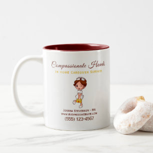 Niedlicher Zuhause-Krankenpflegedienst Zweifarbige Tasse
