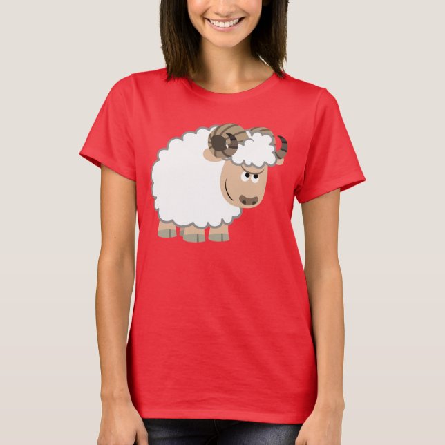 Niedlicher zuversichtlicher Cartoon Ram Women T -  T-Shirt (Vorderseite)
