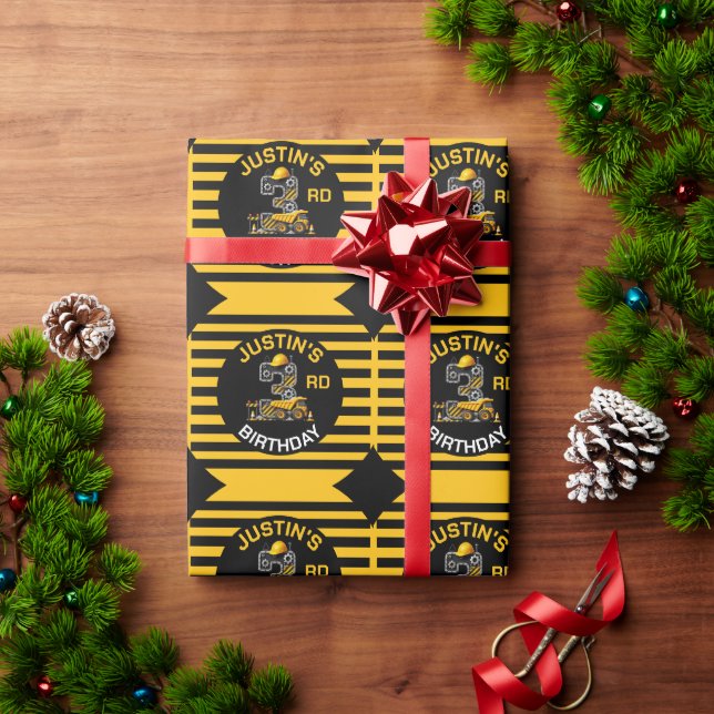 Niedliches 3. Geburtstagsbaupapier Geschenkpapier (Feiertagsgeschenk)