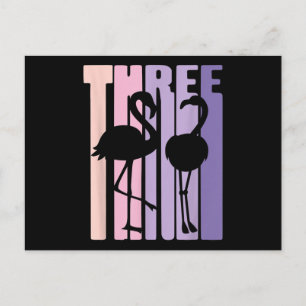 Niedliches 3. Geburtstagsgeschenk I Flamingo I 3 J Einladungspostkarte