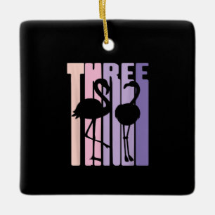 Niedliches 3. Geburtstagsgeschenk I Flamingo I 3 J Keramikornament