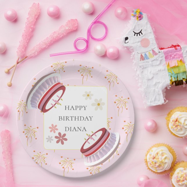 Niedliches 3d-Layred Dessert Artwork Girl Geburtst Pappteller (Party)