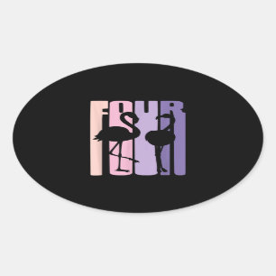 Niedliches 4. Geburtstagsgeschenk I Flamingo I 4 J Ovaler Aufkleber