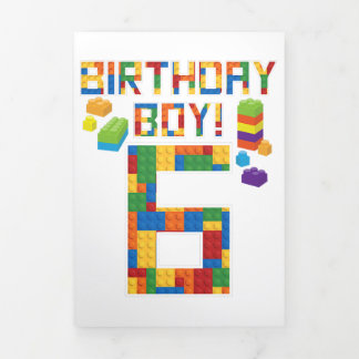 Niedliches 6. Geburtstagsgeschenk 6 Jahre Altes Ge Dreifach Gefaltete Einladung