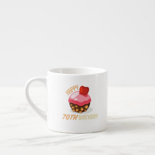 Niedliches 70. Geburtstagsdesign mit Schokoladenku Espressotasse