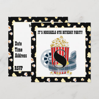 niedliches 8. Geburtstagsfilmtheater Party Einladung