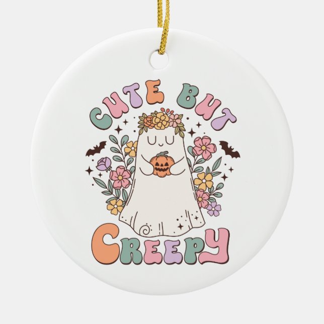 Niedliches aber grauenhaftes Halloween Keramik Ornament (Vorne)