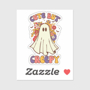 Niedliches, aber gruseliges Retro-Groovy Halloween Aufkleber