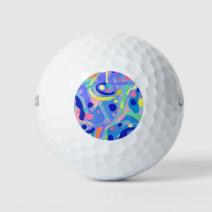 Niedliches Abstraktes blaues Pastell Neon Wiederho Golfball
