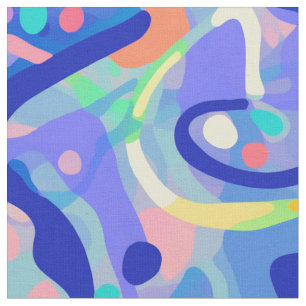 Niedliches Abstraktes blaues Pastell Neon Wiederho Stoff