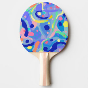 Niedliches Abstraktes blaues Pastell Neon Wiederho Tischtennis Schläger
