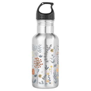 Niedliches Abstraktes Blumenmuster Nahtloses Muste Edelstahlflasche