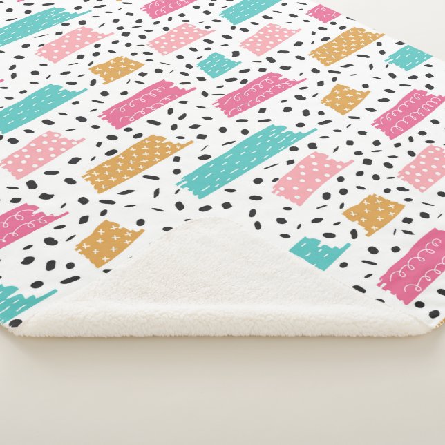 Niedliches Abstraktes Doodmuster Sherpadecke (3/4)