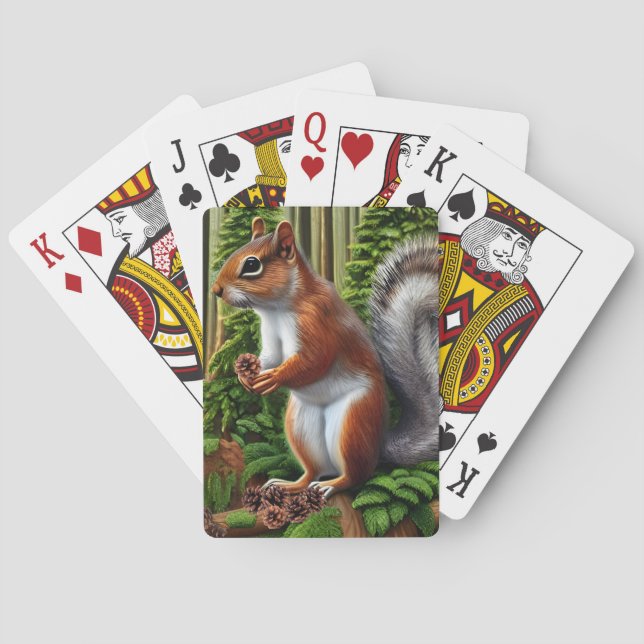 Niedliches Abstraktes Eichhörnchen mit Pinecones Spielkarten (Rückseite)