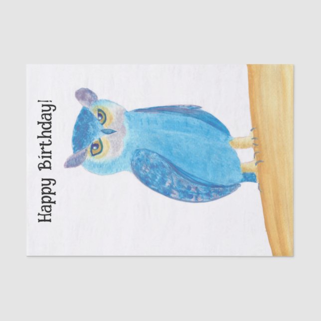 Niedliches Abstraktes Owl Happy Birthday Tissue Pa Seidenpapier (Vorderseite)
