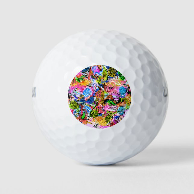 Niedliches abstraktes Paisley Blume Papier Golfball (Vorderseite)