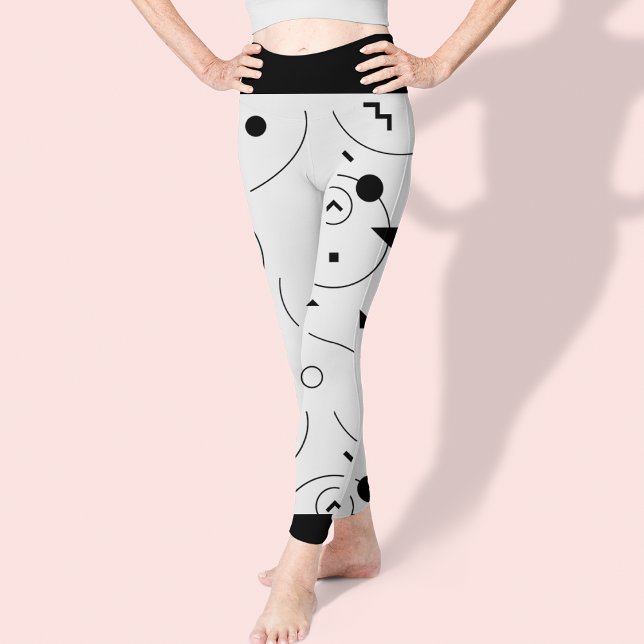 Niedliches Abstraktes Schwarz-Weiß-Muster Leggings (Cute Abstract Black and White Pattern Leggings)