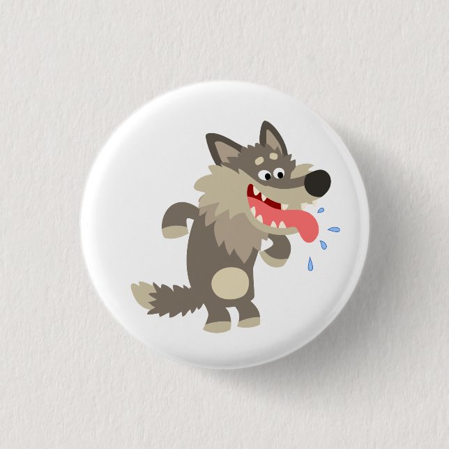 Niedliches Abzeichen "Famated Cartoon Wolf Button" Button (Vorderseite)