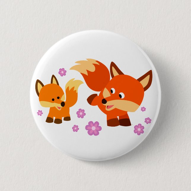 Niedliches Abzeichen für Cartoon-Foxes Button (Vorderseite)