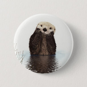 Niedliches Adorable Fluffy Otter Animal Button
