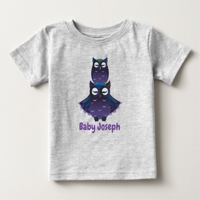 Niedliches Adorable Owl and Siegel Cub Graphic Baby T-shirt (Vorderseite)