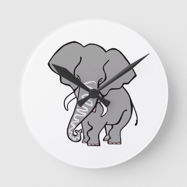Niedliches afrikanisches ELEPHANT - gefährdetes Ti Runde Wanduhr (Vorderseite)