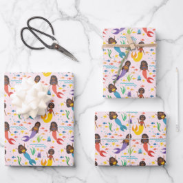 Niedliches Afrikanisches Meerjungfisch Geschenkpapier Set