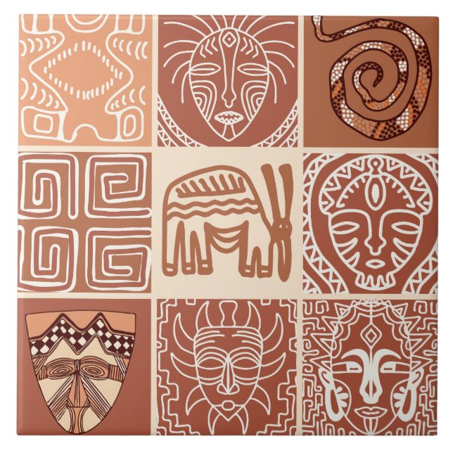 Niedliches afrikanisches Muster Fliese (Vorderseite)
