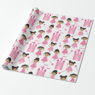 Niedliches afrikanisches Pink Princess Wrapping Pa Geschenkpapier