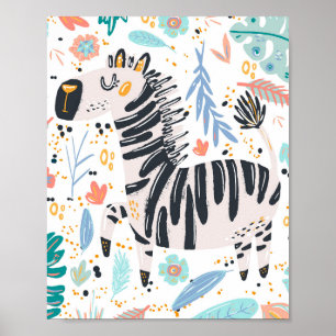 Niedliches afrikanisches Zebra-Kinderzimmer Poster