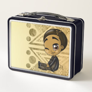 Niedliches Afro American Black Metal Lunchbox