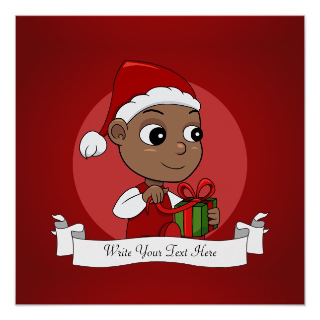 Niedliches Afroamerikanisches Baby mit Weihnachtsm Poster (Vorderseite)