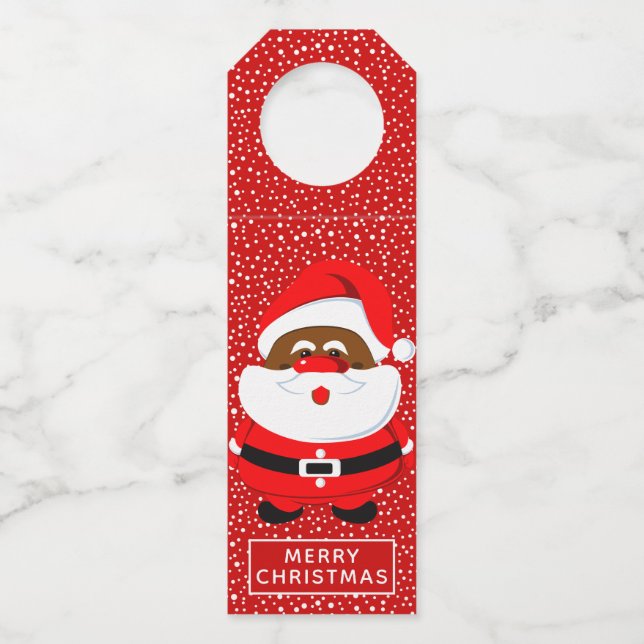 Niedliches afroamerikanisches Weihnachtsfest Flaschenanhänger (Vorderseite)