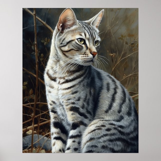 Niedliches ägyptisches Mau Cat Art Print Poster (Vorne)