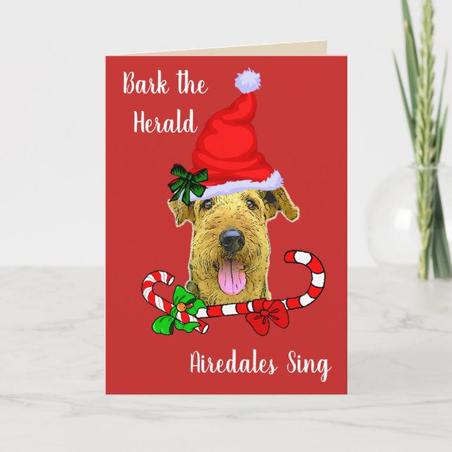 Niedliches Airedale-Terrier-Weihnachten Feiertagskarte (Vorderseite)