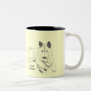 Niedliches Akita mit rosa Teddybärnkunst Zweifarbige Tasse