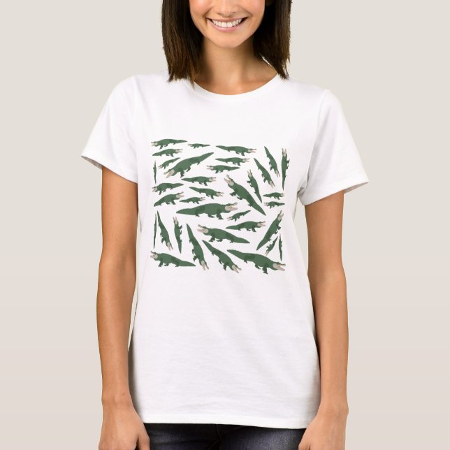 Niedliches Alligator-Krokodil-Muster T-Shirt (Vorderseite)