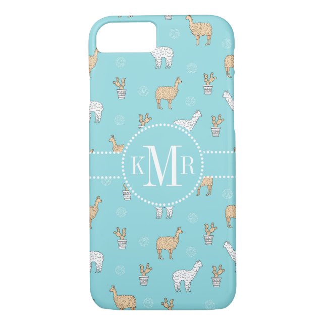 Niedliches Alpaca-Llama-Kakteen-Muster Case-Mate iPhone Hülle (Rückseite)