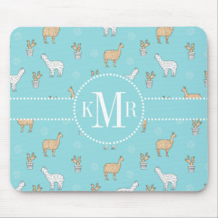 Niedliches Alpaca-Llama-Kakteen-Muster Mousepad