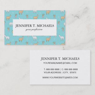 Niedliches Alpaca-Llama-Kakteen-Muster Visitenkarte