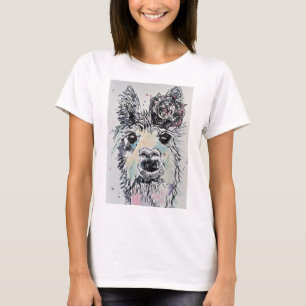 Niedliches Alpaca Llama Wasserfarbenes Malerei T S T-Shirt