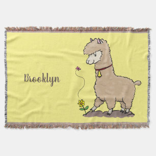 Niedliches Alpaca mit Schmetterling-Cartoon Decke