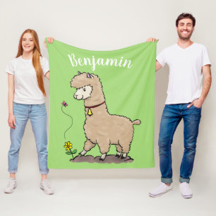 Niedliches Alpaca mit Schmetterling-Cartoon Fleecedecke