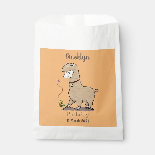 Niedliches Alpaca mit Schmetterling-Cartoon Geschenktütchen (Vorderseite)