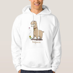 Niedliches Alpaca mit Schmetterling-Cartoon Hoodie