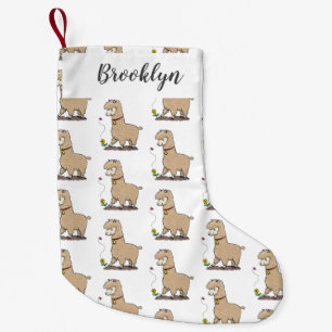 Niedliches Alpaca mit Schmetterling-Cartoon Kleiner Weihnachtsstrumpf
