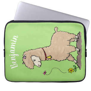 Niedliches Alpaca mit Schmetterling-Cartoon Laptopschutzhülle